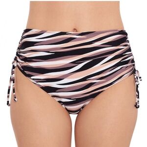 Salt + Cove Juniors Tiger Stripes Shirred Side High Waisted Bikini Bottoms Small